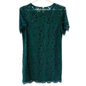 GAP Dark Green Applique Lace Short Sleeve Dress Size 10